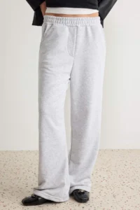 TRENDYOLMİLLA Gray Melange Elastic Waist Basic Jogger Kordonlu Knitting Sweatpants - Image 3