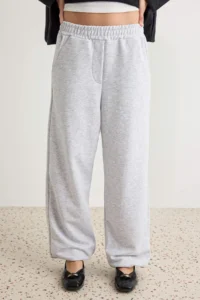 TRENDYOLMİLLA Gray Melange Elastic Waist Basic Jogger Kordonlu Knitting Sweatpants - Image 5