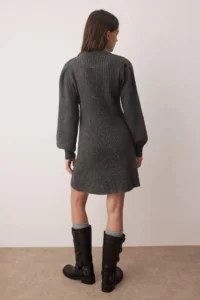 TRENDYOLMİLLA Anthracite A-line Mini Knitwear Soft textured Dress - Image 4