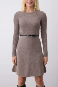 TRENDYOLMİLLA Mink A-line Mini Knitwear Arched Dress - Image 3