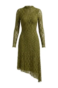 TRENDYOLMİLLA Special Collection Khaki Plain Asymmetric bodycon/Fitting Maxi Knitting Lace Dress