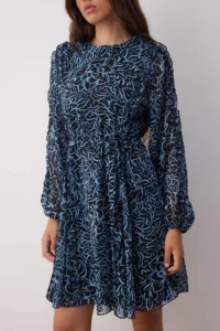 TRENDYOLMİLLA BLUE Floral Frilly Boho Short / Mini Lined Siphon Weaving Dress - Image 3
