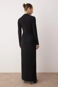 TRENDYOLMİLLA Black Plain Maxi Knitting Dress - Image 4