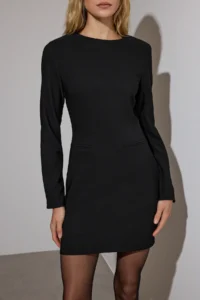 TRENDYOLMİLLA Black Body-fitting Pocket Detail Mini Weaving her dress - Image 3