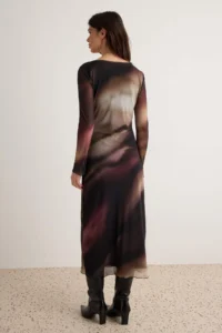 TRENDYOLMİLLA Multicolored Plaid Printed Binding Detailed Maxi Knitting Dress - Image 4
