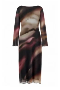 TRENDYOLMİLLA Multicolored Plaid Printed Binding Detailed Maxi Knitting Dress - Image 7