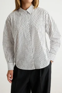 TRENDYOLMİLLA Black-WHITE Striped Shirt - Image 4