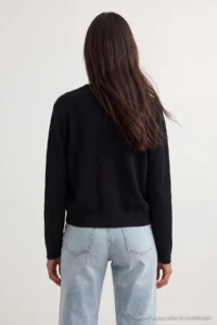 TRENDYOLMİLLA Wardrobe Essentials Black Button Detailed Cotton Basic Knitwear Cardigan | - Image 4