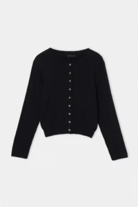 TRENDYOLMİLLA Wardrobe Essentials Black Button Detailed Cotton Basic Knitwear Cardigan | - Image 5