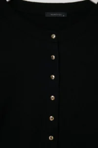 TRENDYOLMİLLA Wardrobe Essentials Black Button Detailed Cotton Basic Knitwear Cardigan | - Image 6