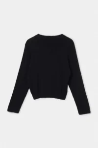 TRENDYOLMİLLA Wardrobe Essentials Black Button Detailed Cotton Basic Knitwear Cardigan | - Image 7