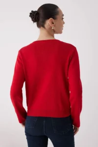 TRENDYOLMİLLA Wardrobe Essentials Red Button Detailed Cotton Basic Knitwear Cardigan | - Image 4