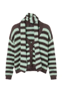 TRENDYOLMİLLA Brown Shawl Detailed Soft textured Oversized V-neck Knitwear Cardigan - Image 6