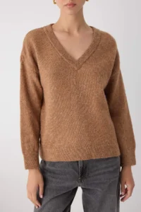 TRENDYOLMİLLA Wardrobe Essentials Beige Alpaca Wool Blend Wide Pattern Premium Thread Knitwear Sweater | - Image 3