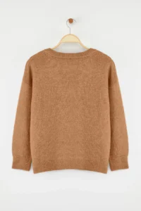 TRENDYOLMİLLA Wardrobe Essentials Beige Alpaca Wool Blend Wide Pattern Premium Thread Knitwear Sweater | - Image 7