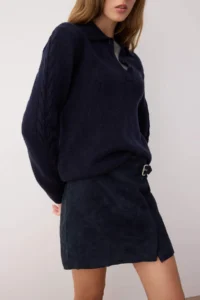 TRENDYOLMİLLA NAVY BLUE Soft textured Hair Knitting Detailed Knitwear Sweater - Image 3
