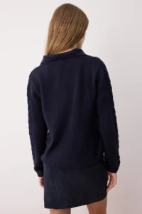 TRENDYOLMİLLA NAVY BLUE Soft textured Hair Knitting Detailed Knitwear Sweater - Image 4