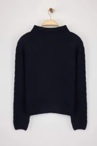 TRENDYOLMİLLA NAVY BLUE Soft textured Hair Knitting Detailed Knitwear Sweater - Image 8