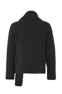 TRENDYOLMİLLA Special Collection Anthracite Wool Blended Beard Yarn Shawl Collar Detailed Knitwear Sweater - Image 6