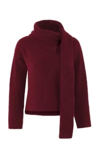 TRENDYOLMİLLA Special Collection Burgundy Wool Blended Beard Yarn Shawl Collar Detailed Knitwear Sweater - Image 5
