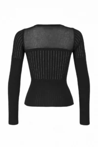 TRENDYOLMİLLA Black Mercerized Look Premium/Special Thread Transparent Detailed Knitwear Sweater - Image 6