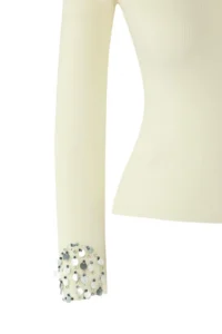 TRENDYOLMİLLA Ecru Premium Thread/Special Thread Asymmetric Collar Sleeve Tip sequined Knitwear Sweater - Image 6