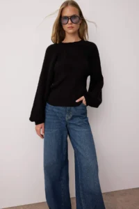 TRENDYOLMİLLA Black Back Cut Out/Window Detailed Knitwear Sweater - Image 2