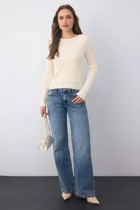 TRENDYOLMİLLA Wardrobe Essentials Ecru Drink Look Knitwear Blouse-Sweater | - Image 2