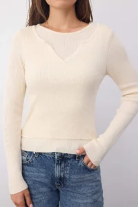 TRENDYOLMİLLA Wardrobe Essentials Ecru Drink Look Knitwear Blouse-Sweater | - Image 3