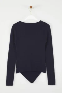 TRENDYOLMİLLA NAVY BLUE Premium Thread/Special Thread Layer/Drink Inner View Knitwear Bodysuit Sweater - Image 6