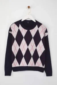 TRENDYOLMİLLA NAVY BLUE Soft textured Wide Pattern Baklava Patterned Knitwear Sweater - Image 5