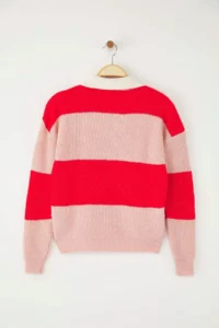 TRENDYOLMİLLA Red Soft textured Polo Shirt Collar Knitwear Sweater - Image 7