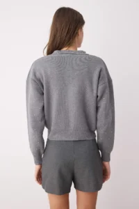 TRENDYOLMİLLA Anthracite Premium Thread/Special Thread Stone Detailed Knitwear Sweater - Image 4