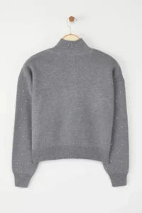 TRENDYOLMİLLA Anthracite Premium Thread/Special Thread Stone Detailed Knitwear Sweater - Image 6