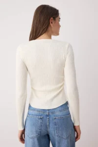 TRENDYOLMİLLA Bonnet Mercerized Look Premium Thread/Special Thread Drape/Shirring Detailed Knitwear Sweater - Image 4