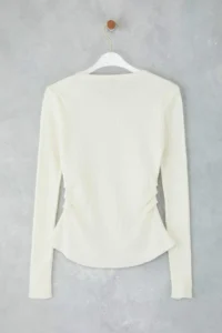 TRENDYOLMİLLA Bonnet Mercerized Look Premium Thread/Special Thread Drape/Shirring Detailed Knitwear Sweater - Image 7