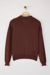 TRENDYOLMİLLA Wardrobe Essentials Brown Mercerized Look Polo Shirt Collar Knitwear Sweater| - Image 6