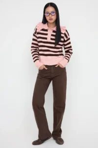 TRENDYOLMİLLA Teen PINK Soft textured Turndown collar Knitwear Sweater - Image 2