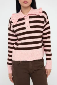 TRENDYOLMİLLA Teen PINK Soft textured Turndown collar Knitwear Sweater - Image 3