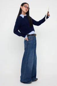 TRENDYOLMİLLA Teen NAVY BLUE Kombine Crop Knitwear Sweater - Image 2