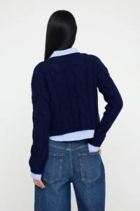 TRENDYOLMİLLA Teen NAVY BLUE Kombine Crop Knitwear Sweater - Image 4