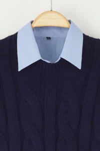 TRENDYOLMİLLA Teen NAVY BLUE Kombine Crop Knitwear Sweater - Image 6