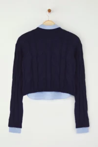 TRENDYOLMİLLA Teen NAVY BLUE Kombine Crop Knitwear Sweater - Image 7