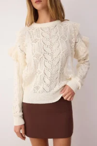 TRENDYOLMİLLA Bonnet Lace Garnili Sleeve Detailed Knitwear Sweater - Image 3