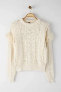TRENDYOLMİLLA Bonnet Lace Garnili Sleeve Detailed Knitwear Sweater - Image 5