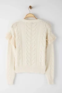 TRENDYOLMİLLA Bonnet Lace Garnili Sleeve Detailed Knitwear Sweater - Image 7