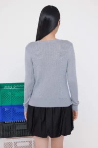 TRENDYOLMİLLA Teen Gray Mercerized Look Hair Knitting Embroidery Detailed Knitwear Sweater - Image 4