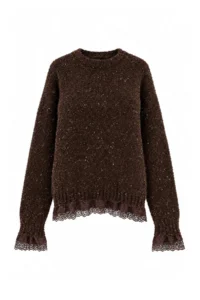TRENDYOLMİLLA Brown Nopeli Wide Pattern Lace Garnili Knitwear Sweater
