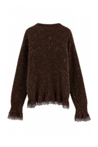 TRENDYOLMİLLA Brown Nopeli Wide Pattern Lace Garnili Knitwear Sweater - Image 4