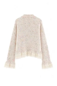 TRENDYOLMİLLA Ecru Nopeli Wide Pattern Lace Garnili Knitwear Sweater - Image 4